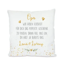 Personalisiertes Kissen mit Spruch "Opa, wir haben versucht..." | Kreative Geschenkidee für den Großvater mit Namen der Enkelkinder | 4 Motivvarianten zur Auswahl