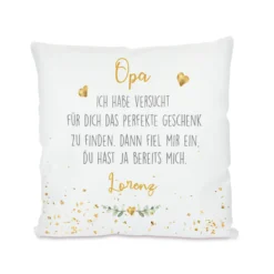 Personalisiertes Kissen mit Spruch "Opa, wir haben versucht..." | Kreative Geschenkidee für den Großvater mit Namen der Enkelkinder | 4 Motivvarianten zur Auswahl
