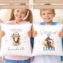 Personalisiertes Kissen zur Einschulung – Schulkind 2026 Geschenk mit Namen