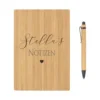 Personalisiertes Notizbuch mit Namen | Buch aus Bambus und Kugelschreiber | Persönliche Geschenkidee für Sie u. Ihn