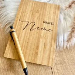 Personalisiertes Notizbuch mit Namen und Wunschtext | Persönliche nachhaltige Geschenkidee für Sie u. Ihn