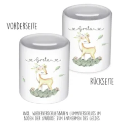 Personalisierte Spardose für Mädchen mit Namen | Schönes Geschenk für Kinder | Niedliches Geldgeschenk u. schöne Geschenkidee | 10 Motive zur Auswahl