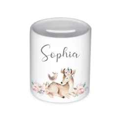 Personalisierte Spardose für Mädchen mit Namen | Schönes Geschenk für Kinder | Niedliches Geldgeschenk u. schöne Geschenkidee | 10 Motive zur Auswahl