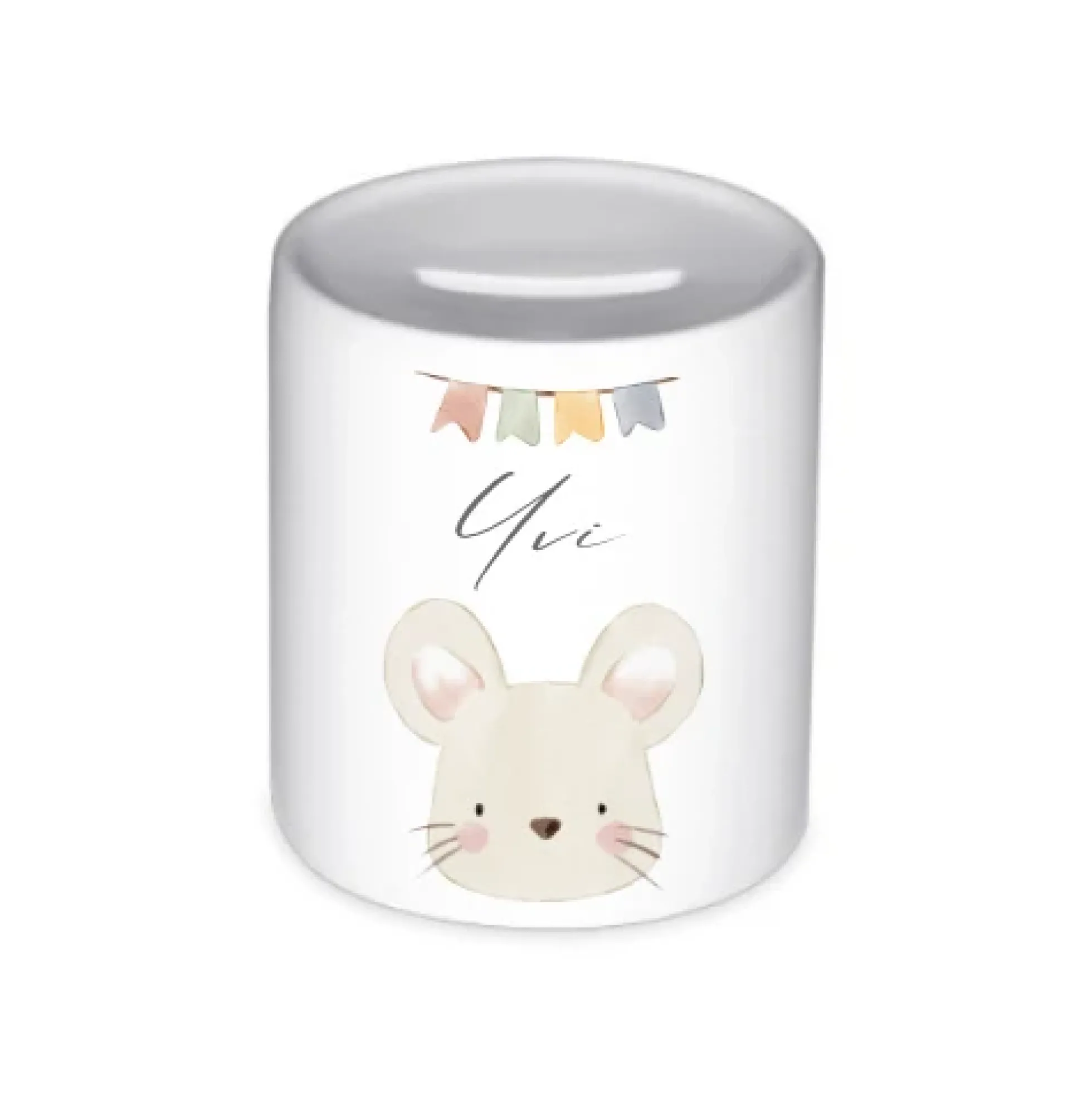 Personalisierte Spardose "Maus" mit Namen für Kinder