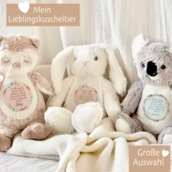 Personalisiertes Plüschtier Namen Geschenk Baby Geburt Taufe Geburtstag mit Affirmation