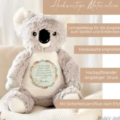 Personalisiertes Plüschtier Namen Geschenk Baby Geburt Taufe Geburtstag mit Affirmation