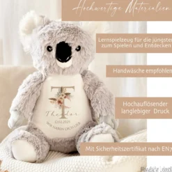 Personalisiertes Plüschtier Namen Datum Spruch Baby Geschenk Geburt Taufe Geburtstag