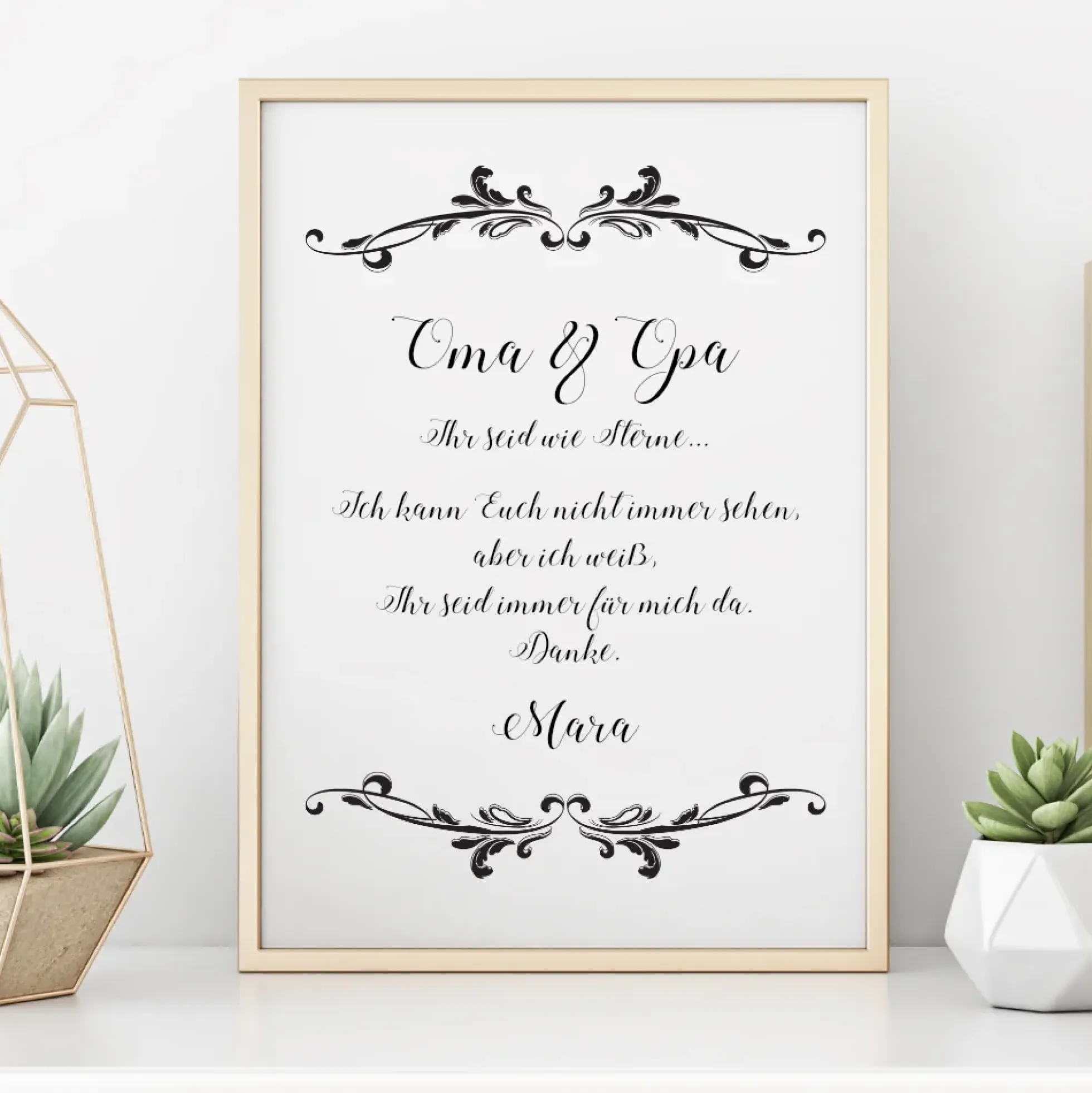 Personalisiertes Poster mit schönem Spruch für die Großeltern vom Enkelkind | "Oma & Opa ihr seid wie Sterne" | Besondere Geschenkidee für Großmütter u. Großväter vom Enkel