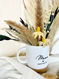 Personalisierte Tasse aus Keramik und Kork für die Tochter und die ganze Familie, 7 Varianten zur Auswahl