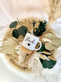 Personalisierte Tasse aus Keramik und Kork für den Papa und die ganze Familie, 7 Varianten zur Auswahl