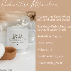 Personalisierte Tasse: Beste Kollegin, Bester Kollege, Best Team Ever | Keramiktasse mit Korkboden und Deckel