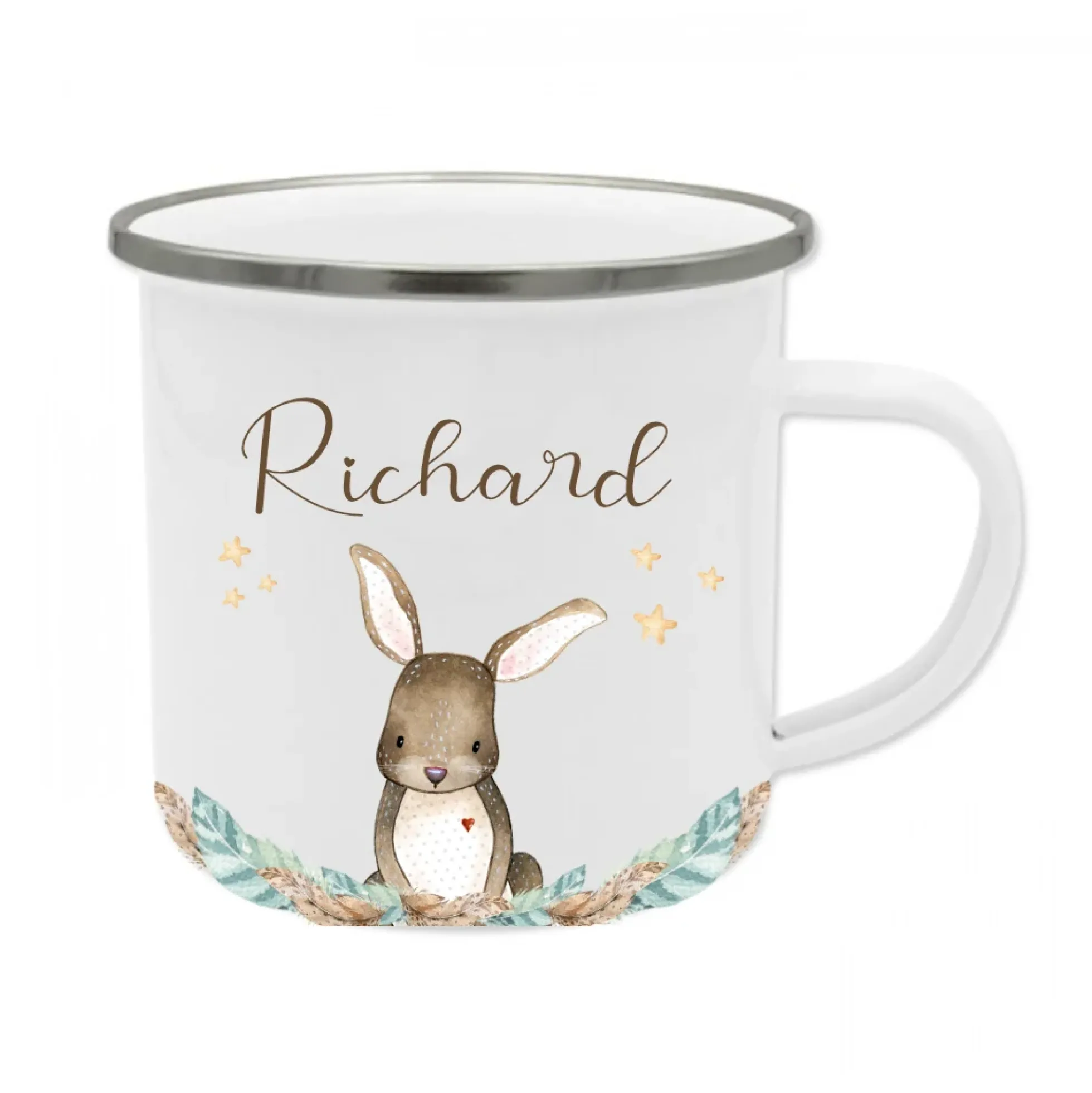 Personalisierte Tasse Bär mit Namen des Kindes | Emaille Trinkbecher für Mädchen u. Jungen I Tolle Kindertasse als besonderes Geschenk | 7 Motivvarianten zur Auswahl