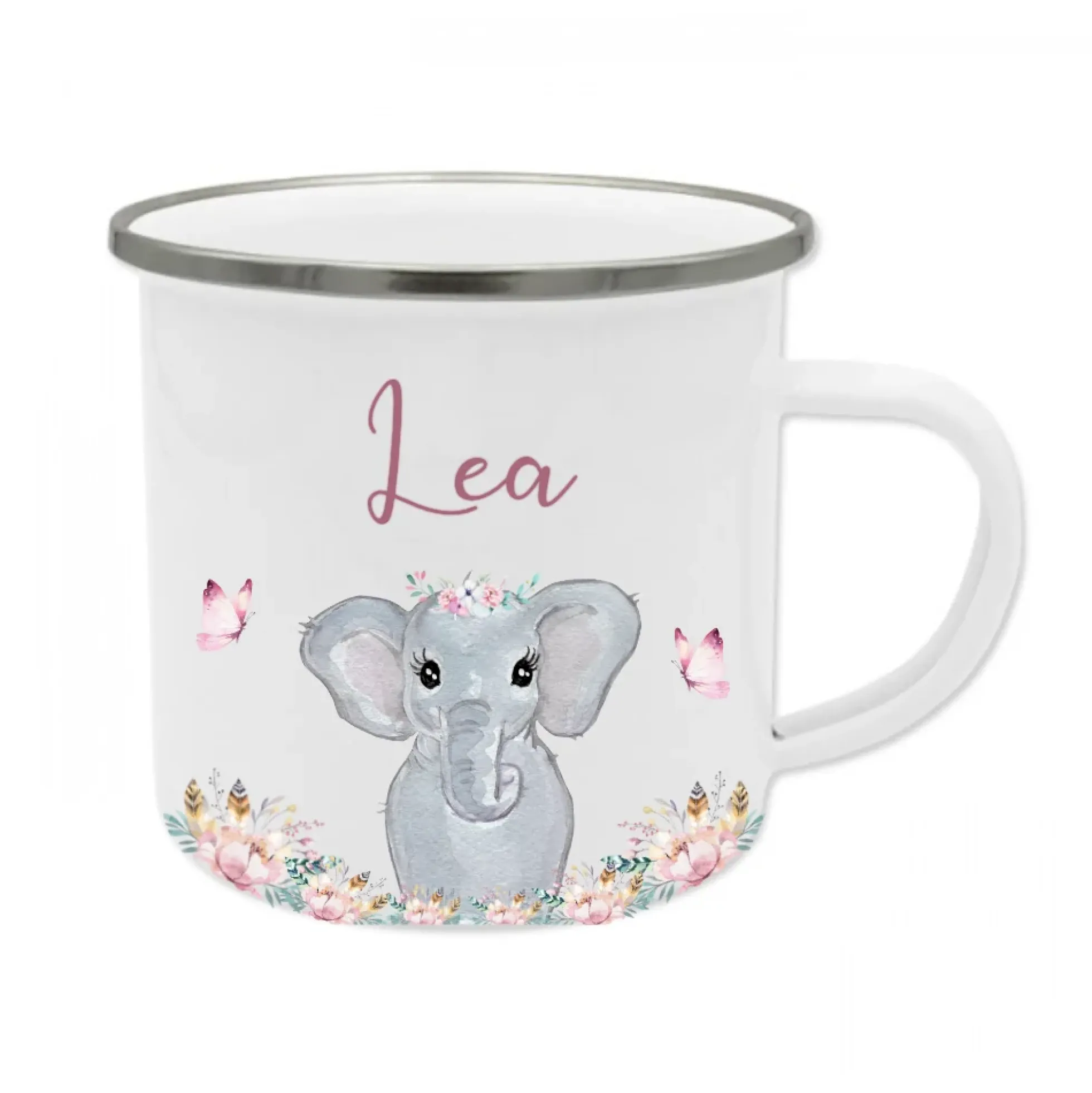 Personalisierte Tasse Bär mit Namen des Kindes | Emaille Trinkbecher für Mädchen u. Jungen I Tolle Kindertasse als besonderes Geschenk | 7 Motivvarianten zur Auswahl