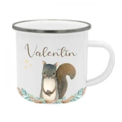 Personalisierte Tasse Bär mit Namen des Kindes | Emaille Trinkbecher für Mädchen u. Jungen I Tolle Kindertasse als besonderes Geschenk | 7 Motivvarianten zur Auswahl