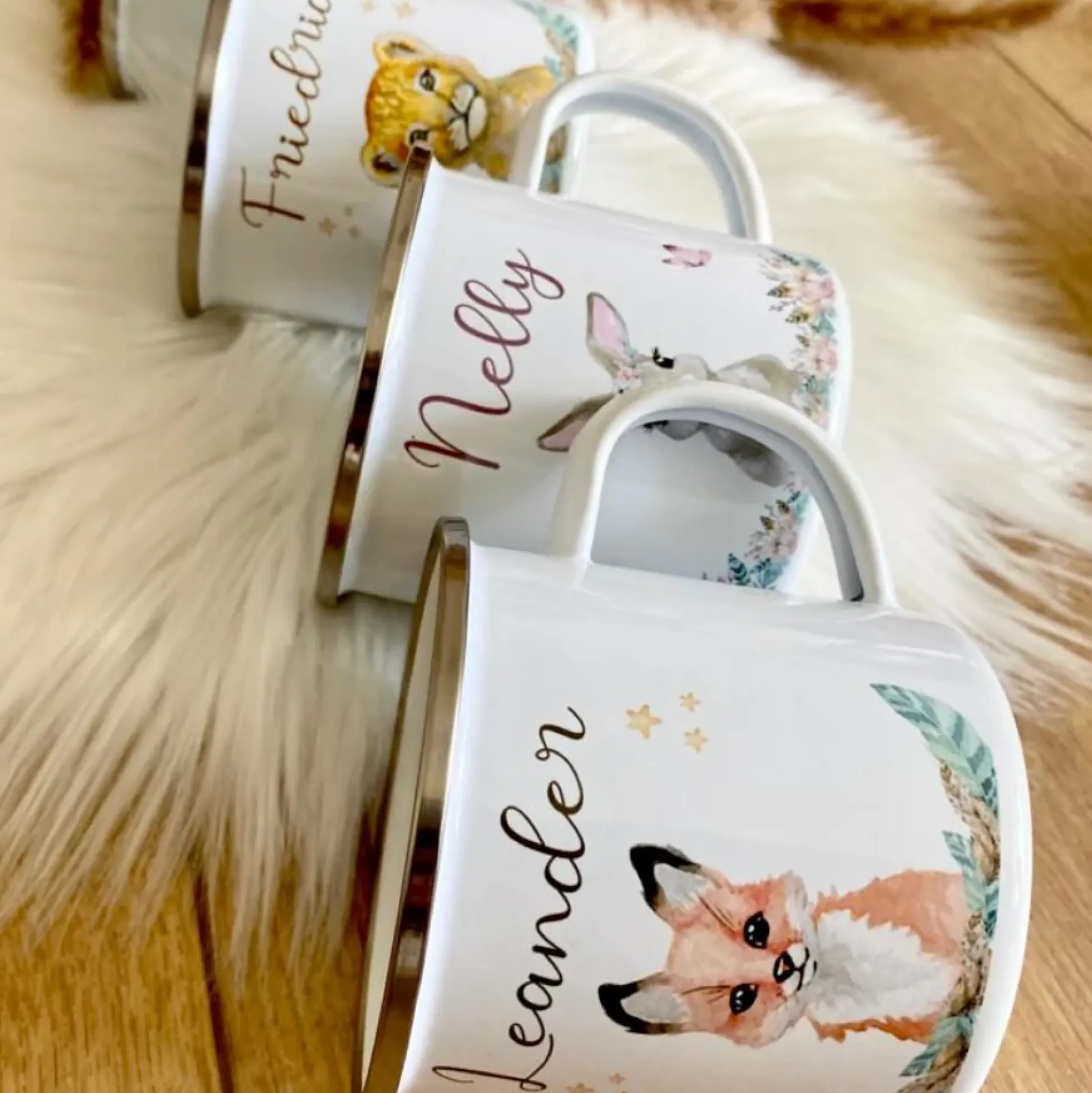 Personalisierte Tasse Bär mit Namen des Kindes | Emaille Trinkbecher für Mädchen u. Jungen I Tolle Kindertasse als besonderes Geschenk | 7 Motivvarianten zur Auswahl