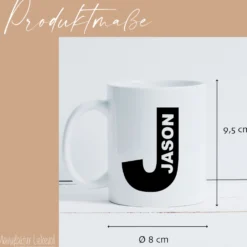 Personalisierte Tasse mit Buchstabe & Name | Keramik Kaffeetasse A–Z