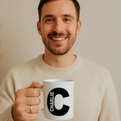 Personalisierte Tasse mit Buchstabe & Name | Keramik Kaffeetasse A–Z