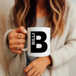 Personalisierte Tasse mit Buchstabe & Name | Keramik Kaffeetasse A–Z