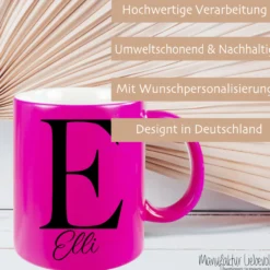 Personalisierte Tasse mit Namen und Buchstaben | 4 Tassenfarben zur Auswahl