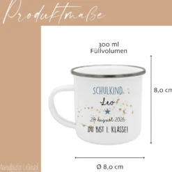 Personalisierte Tasse zur Einschulung | Geschenkidee mit Namen und Datum | 2 Farbvarianten zur Auswahl