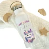 Personalisierte Trinkflasche "Katze" für Mädchen mit Namen | Thermosflasche aus Edelstahl mit Bambusdeckel für Kinder Teenager Schule Kita 500ml