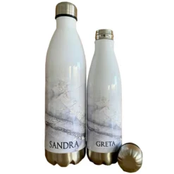 Personalisierte Trinkflasche Edelstahl in Marmor Optik, bedruckte Thermosflasche mit Namen, Wasserflasche zum Sport, die Arbeit und Freizeit | 500ml u. 750ml