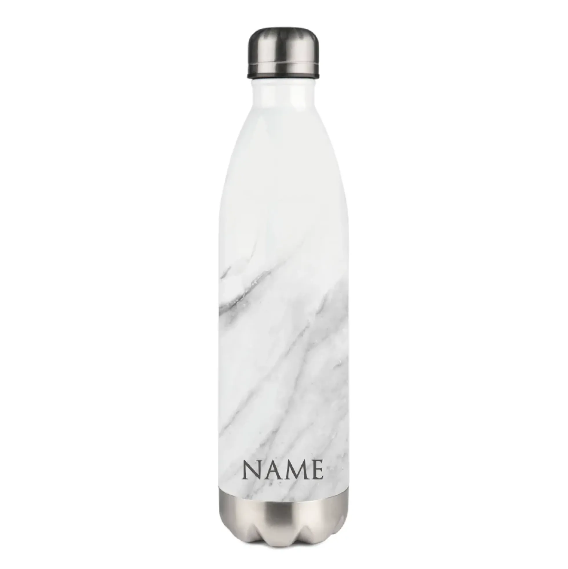 Personalisierte Trinkflasche Edelstahl in Marmor Optik, bedruckte Thermosflasche mit Namen, Wasserflasche zum Sport, die Arbeit und Freizeit | 500ml u. 750ml