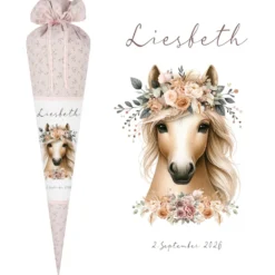 Pferde Schultüte Mädchen Personalisiert Schultüte Zuckertüte Mädchen Schultüte Stoff Zuckertüte Pony Stoffschultüte