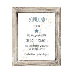 Poster für das Schulkind "Du bist 1. Klasse" | Geschenkidee für den Erstklässler | Handgefertigt und personalisiert | Geschenk mit Name, Einschulungsdatum und Glückwünsche | 2 Motivvarianten zur Auswahl