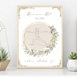 Poster "Meine innere Mitte" | Kraftgeschenk für Frauen zum Ausdrucken | Druckbare Kunst: Selbstfürsorge, Positive Affirmation, Meditation, Yoga