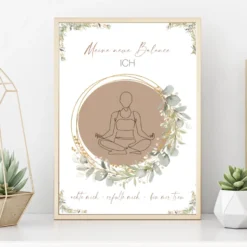 Poster "Meine neue Balance" | Achtsamkeits Geschenk für Frauen zum Ausdrucken | Druckbare Kunst: Selbstfürsorge, Positive Affirmation, Meditation, Yoga