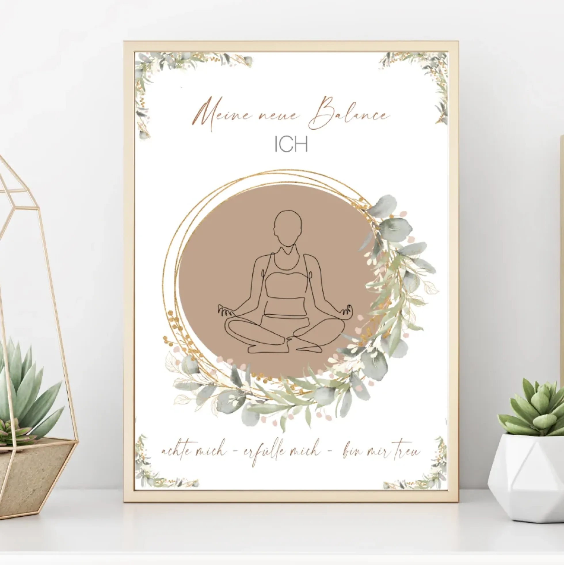 Poster "Meine neue Balance" | Achtsamkeits Geschenk für Frauen zum Ausdrucken | Druckbare Kunst: Selbstfürsorge, Positive Affirmation, Meditation, Yoga