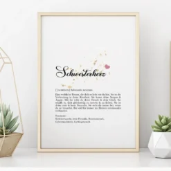 Poster "Schwesterherz" mit Definition | Besonderes Geschenk für die Schwester | 9 Motivvarianten zur Auswahl