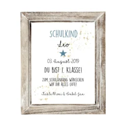 Poster zur Einschulung | Personalisierte Geschenkidee für den Erstklässler | Geschenk mit Name des Schulkindes, Einschulungsdatum und Glückwünsche | 2 Motivvarianten zur Auswahl