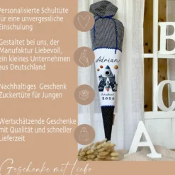 Raketen Schultüte Weltall | Personalisiert mit dem Namen und Buchstaben für Jungen | Optional mit Füllkissen und Spitzenschutz