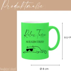 Relax Tasse Nur kein Stress, Katzen Tasse mit Spruch | 4 Tassenfarben zur Auswahl