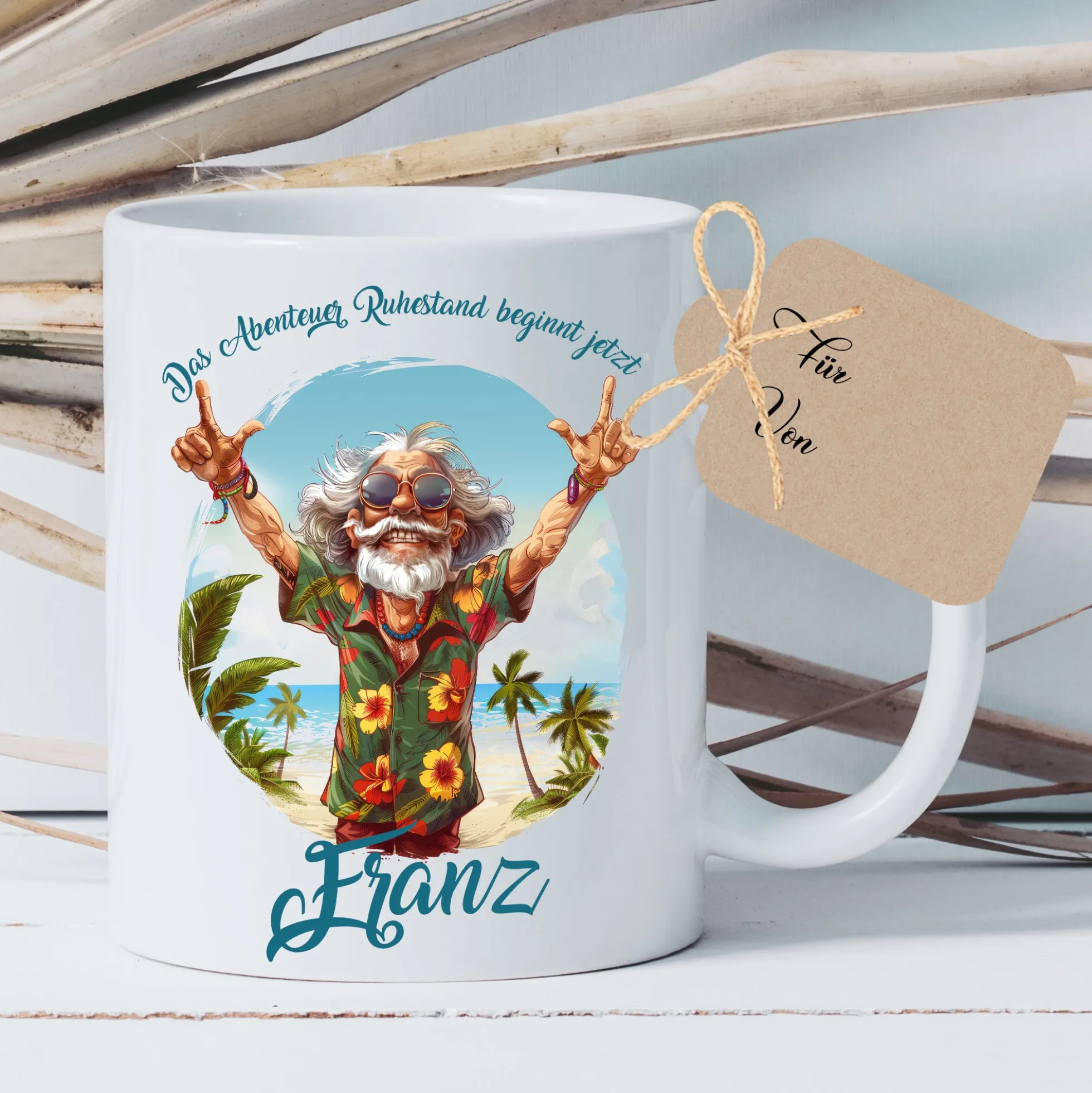 Rente Geschenk Frau Tasse personalisiert Ruhestand Abschiedsgeschenk | 2 Motivvarianten zur Auswahl