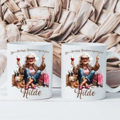 Rente Geschenk Frau Tasse personalisiert Ruhestand Abschiedsgeschenk | 2 Motivvarianten zur Auswahl