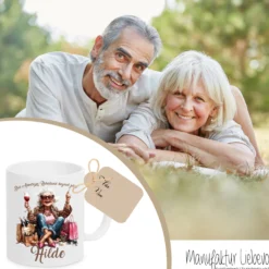 Rente Geschenk Frau Tasse personalisiert Ruhestand Abschiedsgeschenk | 2 Motivvarianten zur Auswahl