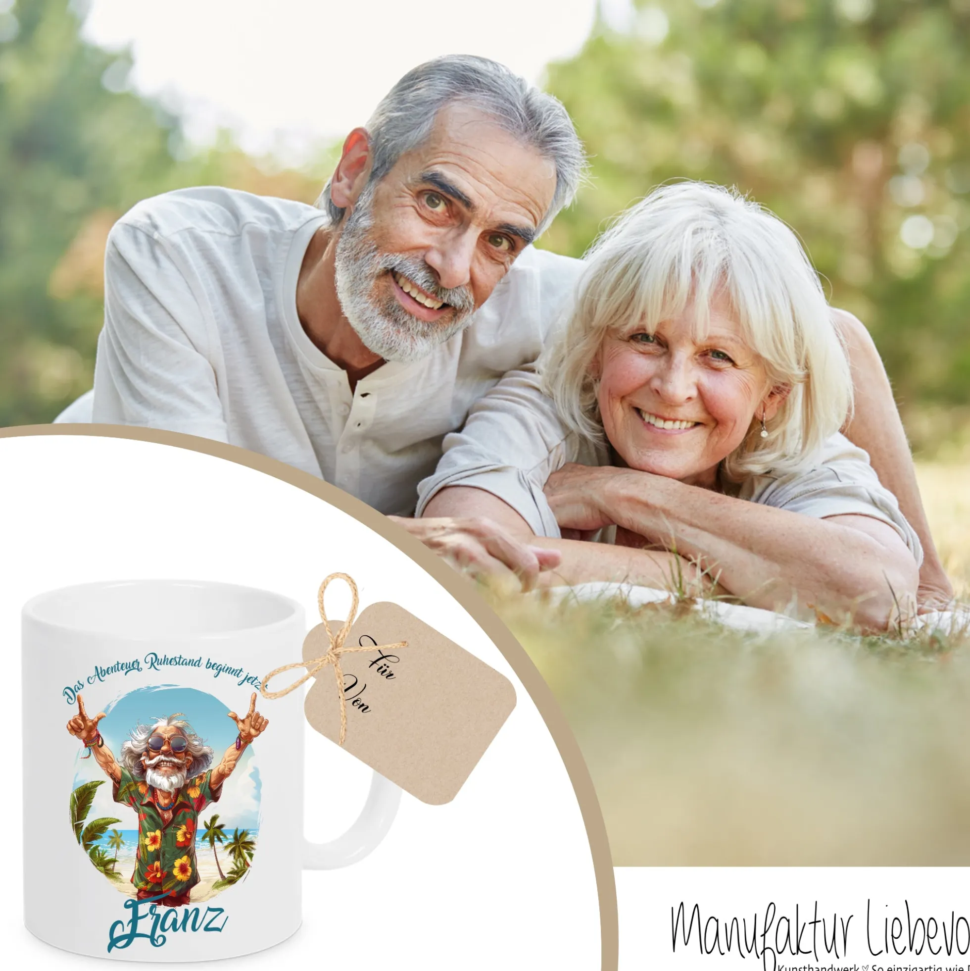 Rente Geschenk Mann Tasse personalisiert Ruhestand Abschiedsgeschenk | 2 Motivvarianten zur Auswahl