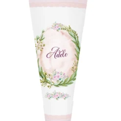Rosa Schultüte mit floralen Motiv | Stoffschultüte für Mädchen mit Namen | Optional mit Füllkissen und Spitzenschutz