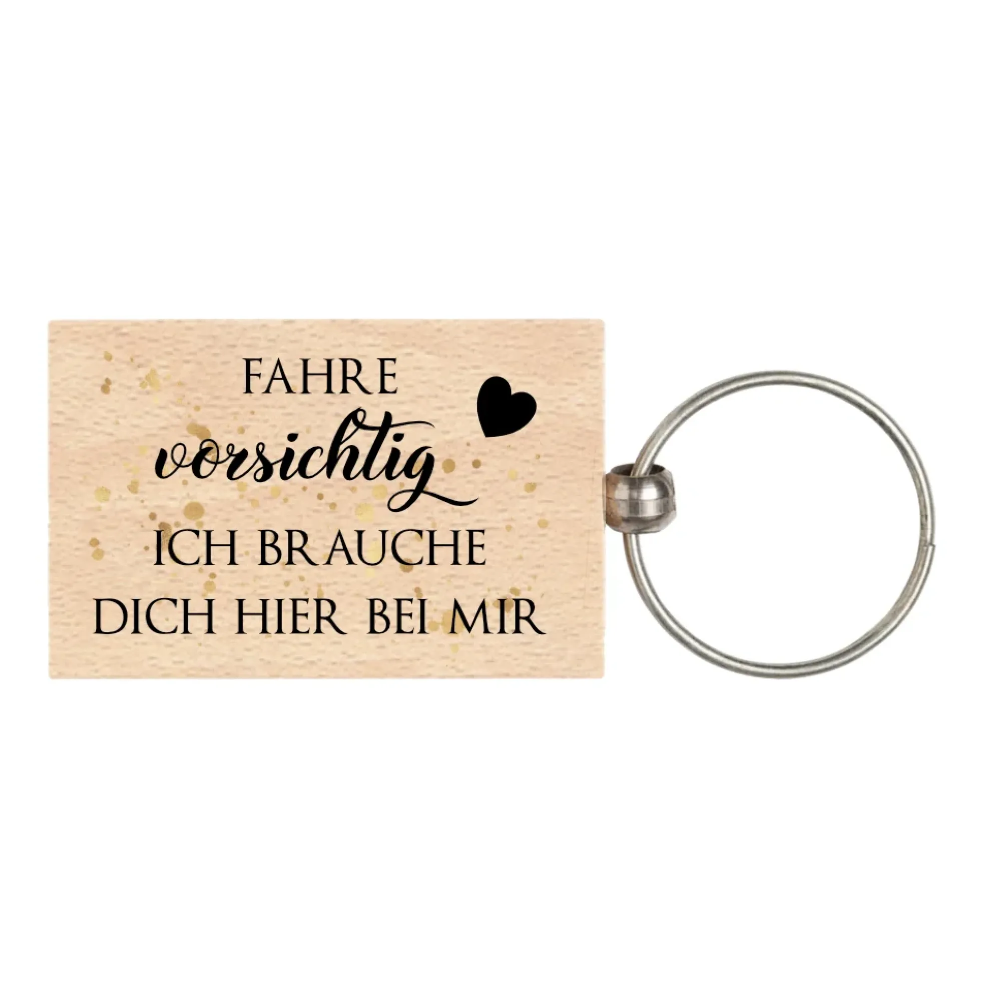 Schlüsselanhänger aus Holz "Fahre vorsichtig" | Geschenk für Autofahrer u. Paare | Glücksbringer mit Schriftzug