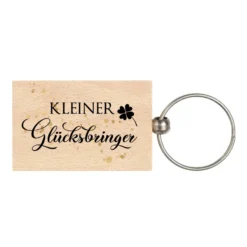 Schlüsselanhänger aus Holz "Kleiner Glücksbringer" mit Kleeblatt | Viel Glück und Kraft