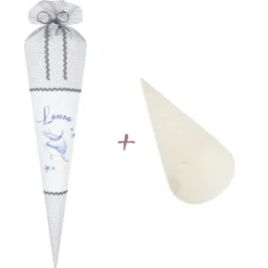 Schultüte für Mädchen | Stoffschultüte mit Delfin und Namen des Kindes | Optional mit Füllkissen und Spitzenschutz