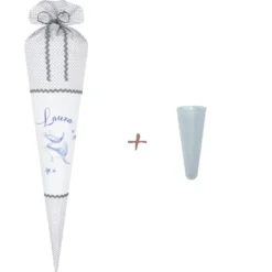 Schultüte für Mädchen | Stoffschultüte mit Delfin und Namen des Kindes | Optional mit Füllkissen und Spitzenschutz