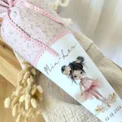 Schultüte Mädchen Ballerina Personalisiert Schultüte Stoff Ballett Zuckertüte Mädchen Schultüte Einschulung Stoff Tänzerin Schultüte