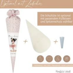 Schultüte Mädchen Ballerina Personalisiert Schultüte Stoff Ballett Zuckertüte Mädchen Schultüte Einschulung Stoff Tänzerin Schultüte