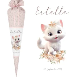Schultüte Mädchen Personalisiert Schultüte Stoff Katze Zuckertüte Mädchen Schultüte Einschulung