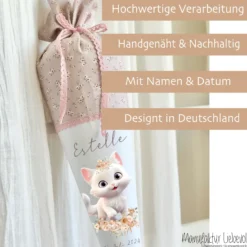 Schultüte Mädchen Personalisiert Schultüte Stoff Katze Zuckertüte Mädchen Schultüte Einschulung