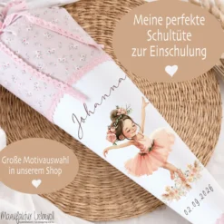 Schultüte Mädchen Personalisiert Schultüte Stoff Ballett Zuckertüte Mädchen Schultüte Ballerina Einschulung Stoff Tänzerin Schultüte